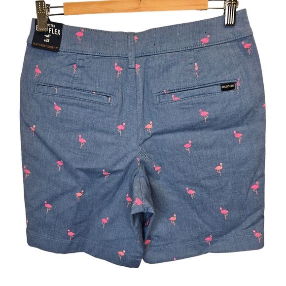 NWT Hollister Men's 28 Blue Pink Epic Flex Flamingo Flat Front Shorts 7" - Picture 9 of 15